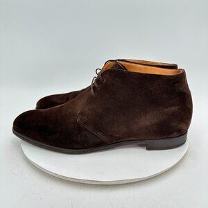 Edward Green Men Size 11.5 UK 12.5 D US Brown Suede Plain Toe Ankle Chukka Boot